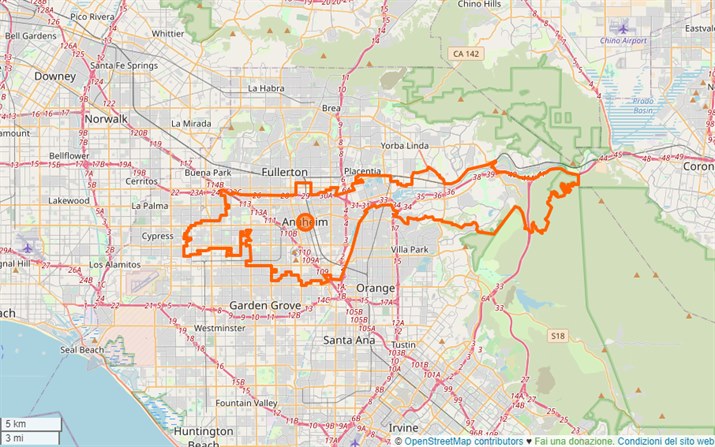 mappa Anaheim