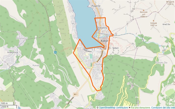 mappa Kotor (Cattaro)