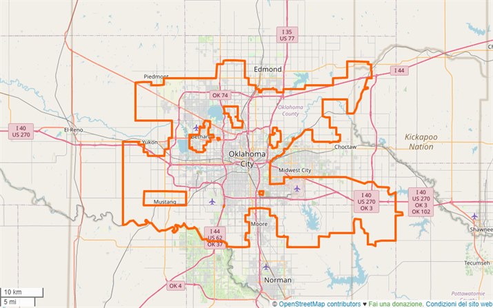 mappa Oklahoma City