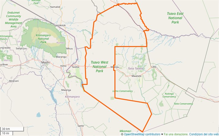 mappa Tsavo West National Park